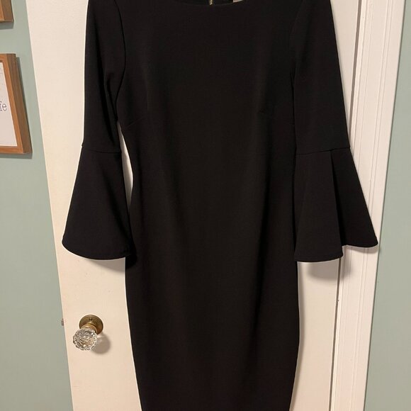 Calvin Klein 3/4 Bell Sleeve Boat Neck Sheath Dress - Picture 3 of 8